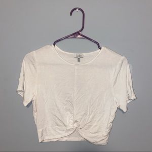 TOBI White Twist Bottom Crop Top T Shirt Size M